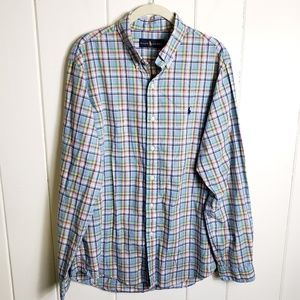 Ralph Lauren Blue Plaid Cotton Long Sleeve Shirt